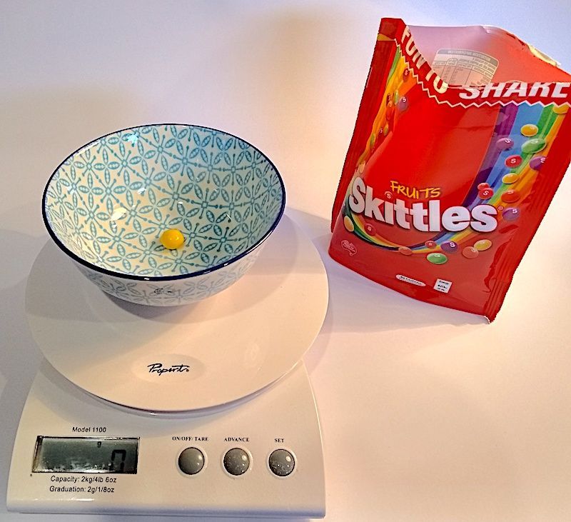 Finding the Average Mass of a Skittle (Using Cheap Kitchen Scales)